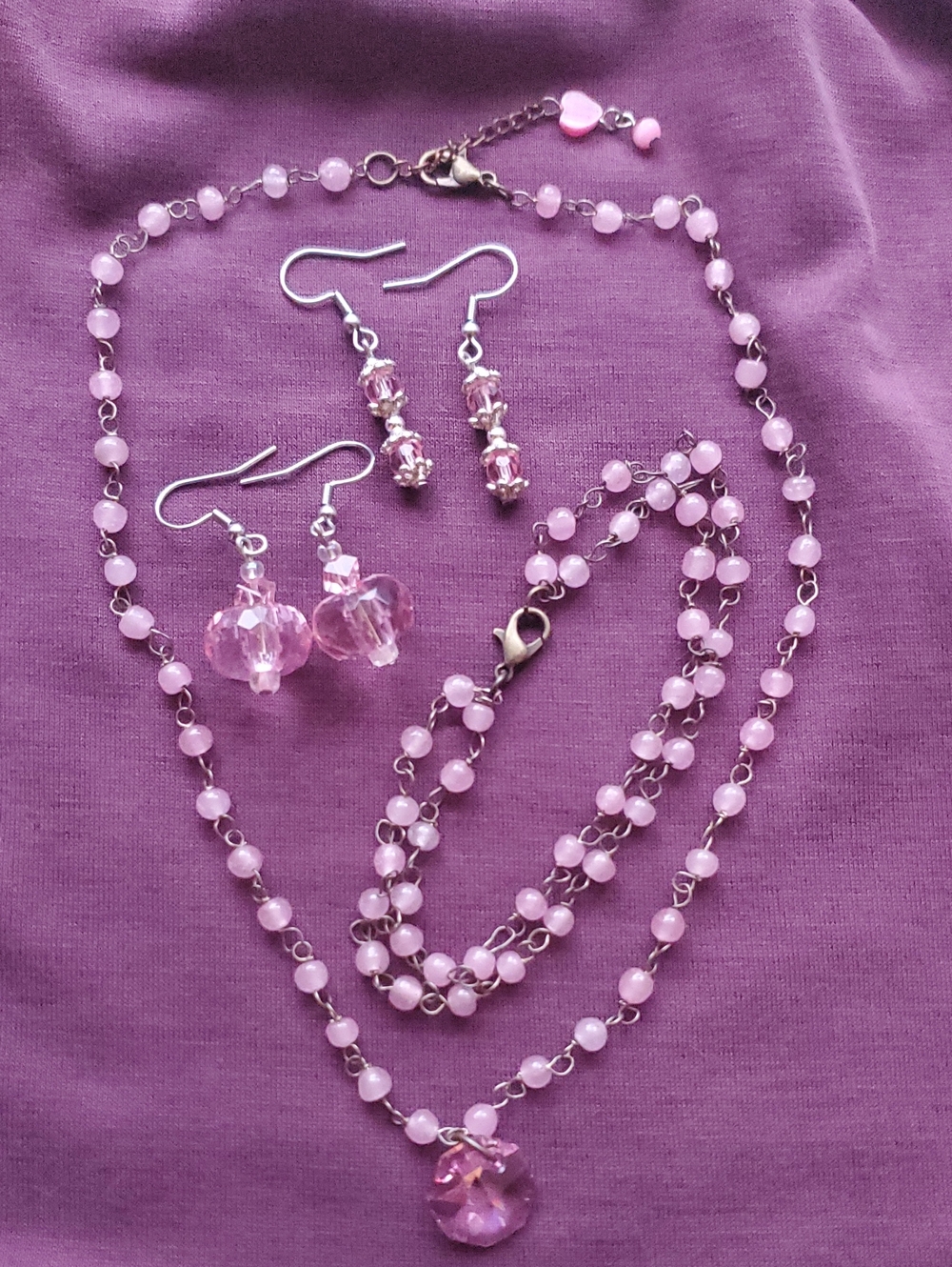 Dainty Pink Beaded Jewelry Set